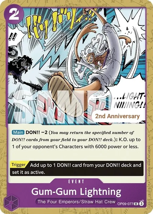 Carte One Piece anglaise OP09-077 Gum-Gum Lightning