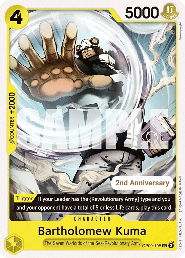 Carte One Piece anglaise Bartholomew Kuma OP09-108 UC