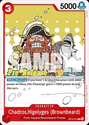 Carte One Piece anglaise OP10-010 Chadros.Higelyges (Brownbeard)