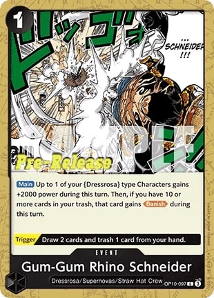 Carte One Piece anglaise OP10-097 Gum-Gum Rhino Schneider