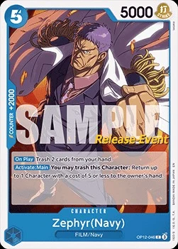 Carte One Piece anglaise OP12-046 Zephyr(Navy)