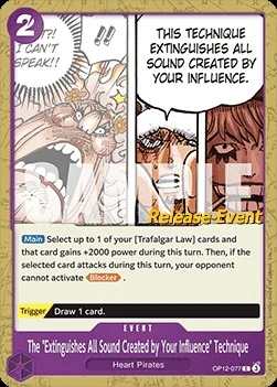 Carte One Piece anglaise OP12-077 The "Extinguishes All Sound Created by Your Influence" Technique