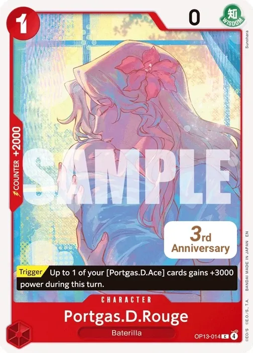 Carte One Piece anglaise OP13-014 Portgas.D.Rouge