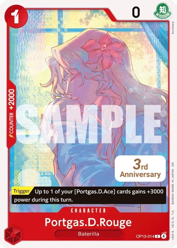 Carte One Piece anglaise Portgas.D.Rouge OP13-014 C