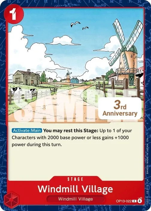 Carte One Piece anglaise OP13-022 Windmill Village