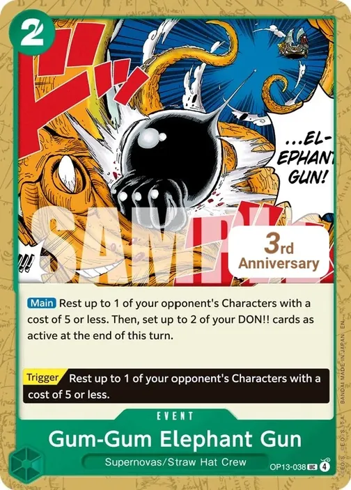Carte One Piece anglaise OP13-038 Gum-Gum Elephant Gun
