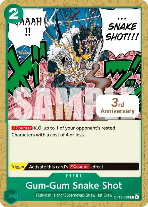 Carte One Piece anglaise OP13-039 Gum-Gum Snake Shot