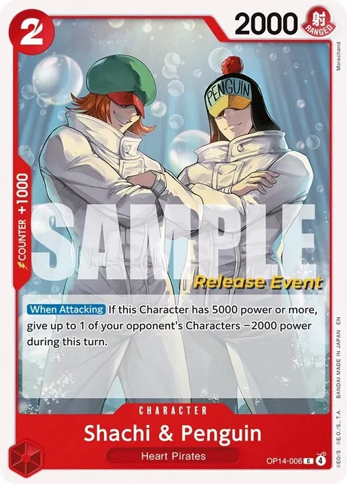 Carte One Piece anglaise OP14-006 Shachi & Penguin