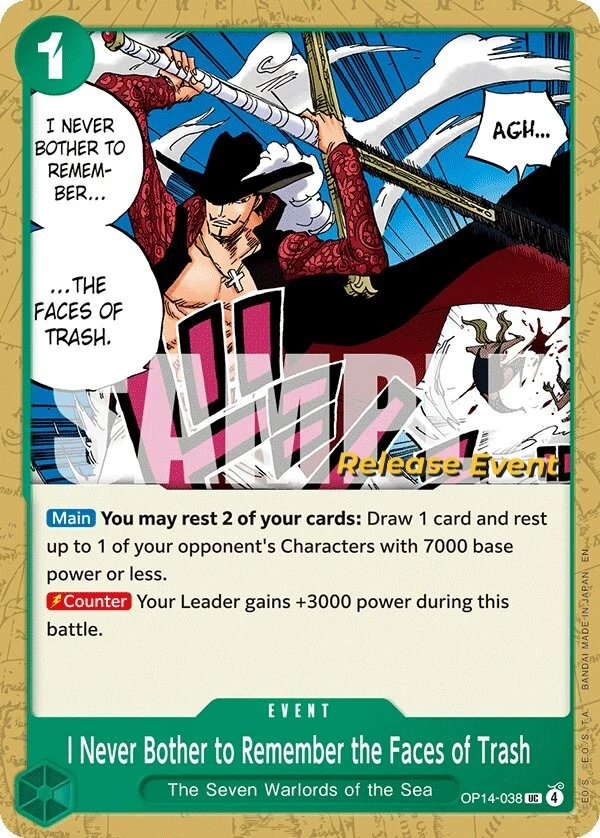 Carte One Piece anglaise I Never Bother to Remember the Faces of Trash OP14-038 UC