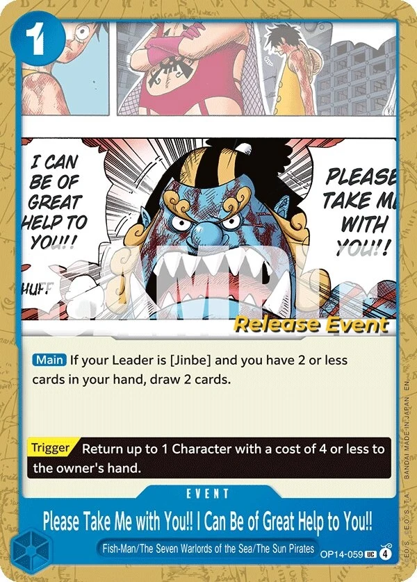 Carte One Piece anglaise Please Take Me with You!! I Can Be of Great Help to You!! OP14-059 UC