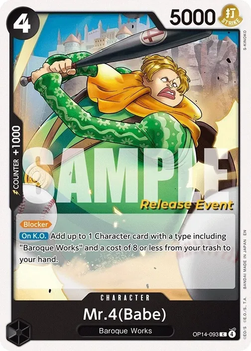 Carte One Piece anglaise OP14-093 Mr.4(Babe)