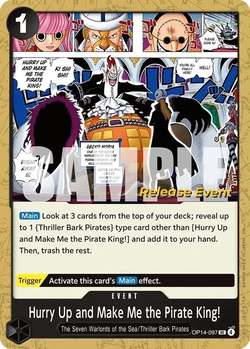 Carte One Piece anglaise OP14-097 Hurry Up and Make Me the Pirate King!