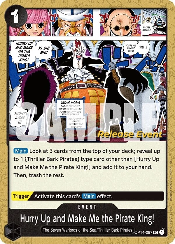 Carte One Piece anglaise Hurry Up and Make Me the Pirate King! OP14-097 UC