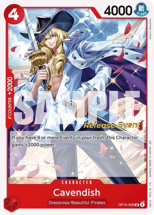 Carte One Piece anglaise OP15-006 Cavendish