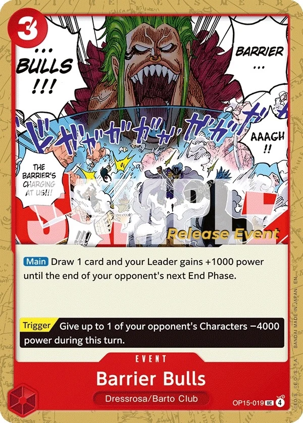 Carte One Piece anglaise Barrier Bulls OP15-019 UC