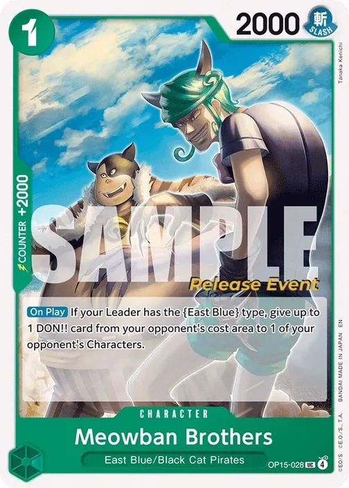 Carte One Piece anglaise OP15-028 Meowban Brothers