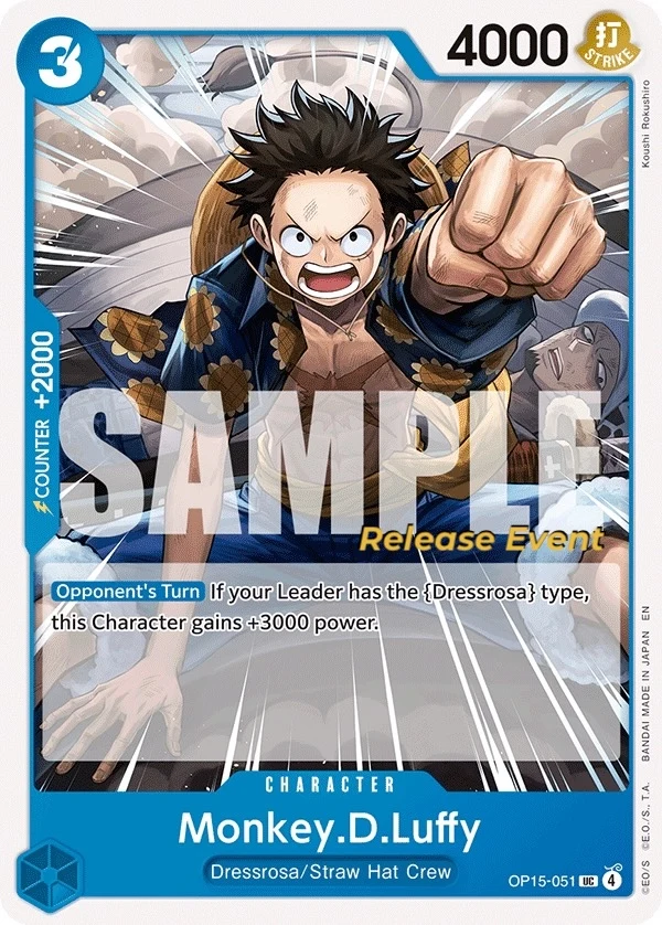 Carte One Piece anglaise Monkey.D.Luffy OP15-051 UC