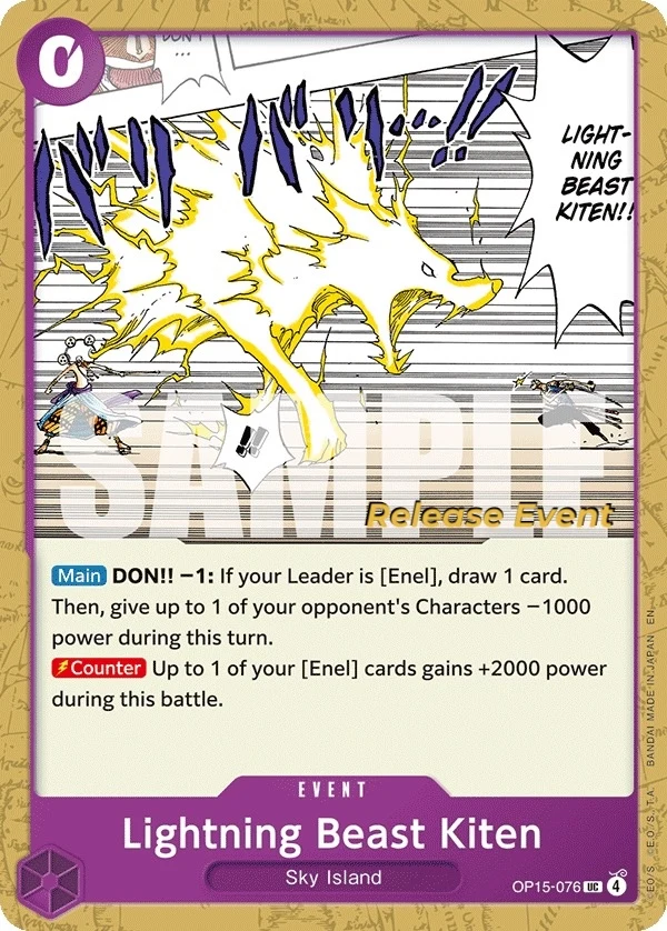 Carte One Piece anglaise Lightning Beast Kiten OP15-076 UC