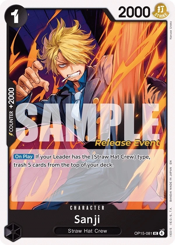 Carte One Piece anglaise Sanji OP15-081 UC
