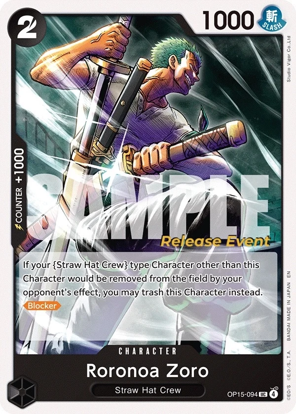 Carte One Piece anglaise Roronoa Zoro OP15-094 UC
