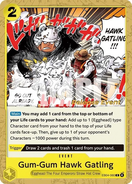 Carte One Piece anglaise EB04-060 Gum-Gum Hawk Gatling