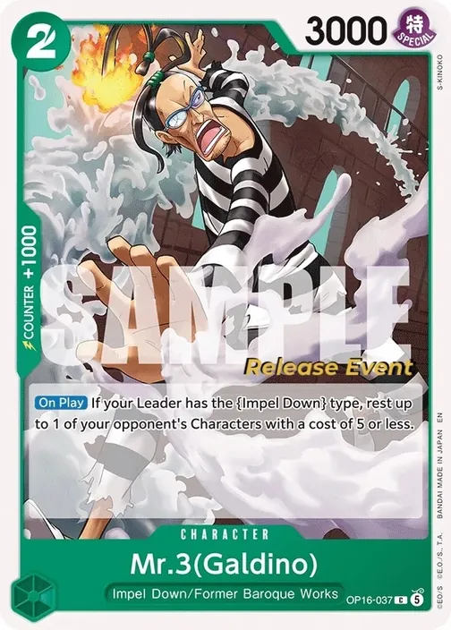 Carte One Piece anglaise OP16-037 Mr.3(Galdino)