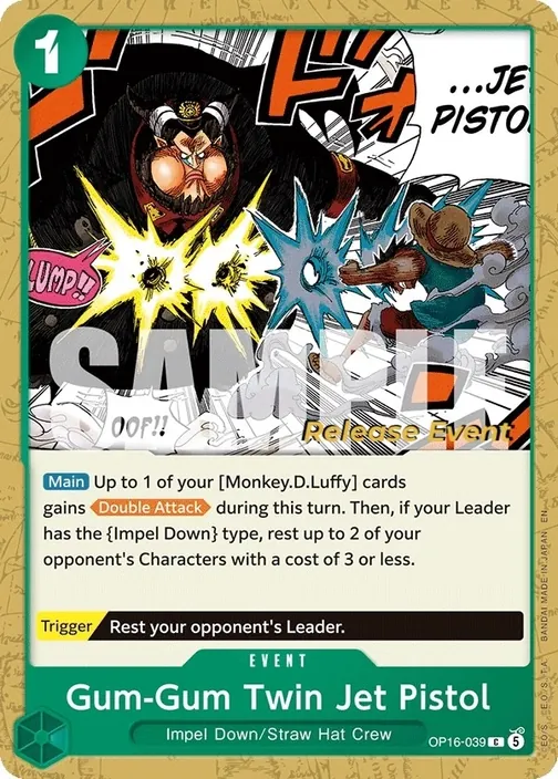 Carte One Piece anglaise OP16-039 Gum-Gum Twin Jet Pistol