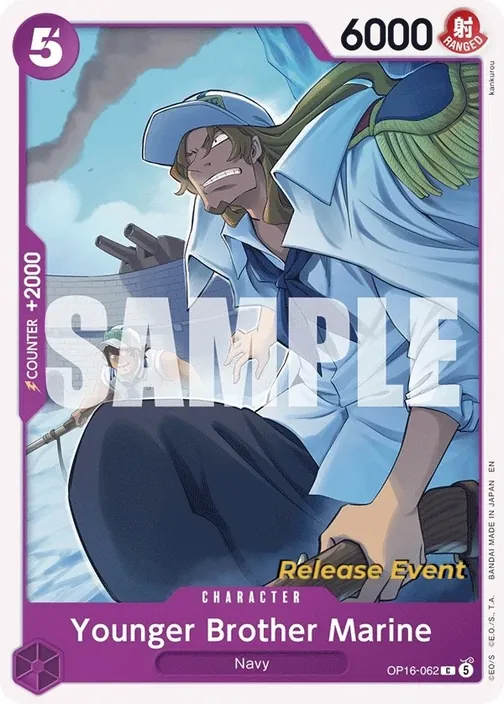 Carte One Piece anglaise OP16-062 Younger Brother Marine