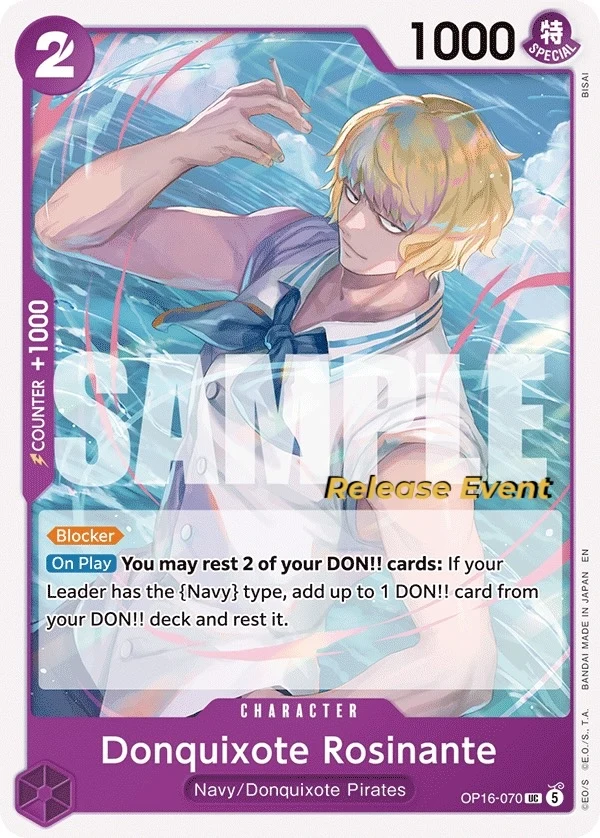Carte One Piece anglaise Donquixote Rosinante OP16-070 UC