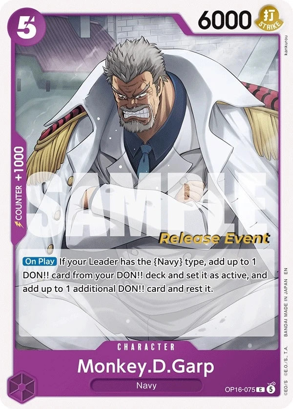 Carte One Piece anglaise Monkey.D.Garp OP16-075 C