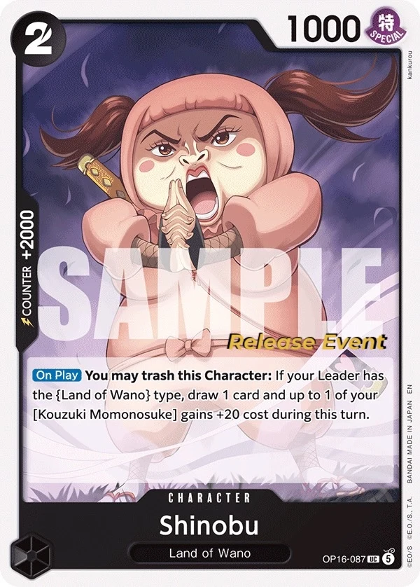 Carte One Piece anglaise Shinobu OP16-087 UC