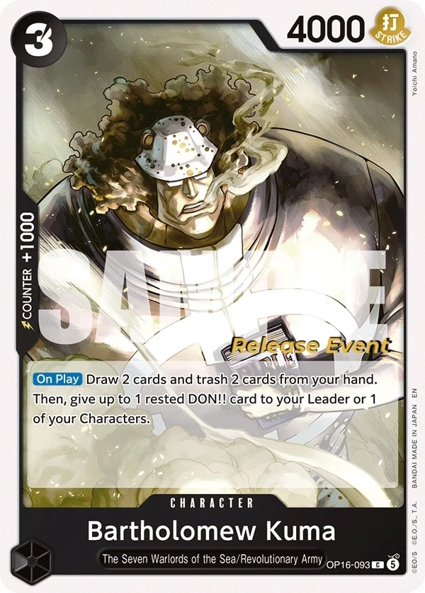 Carte One Piece anglaise Bartholomew Kuma OP16-093 C