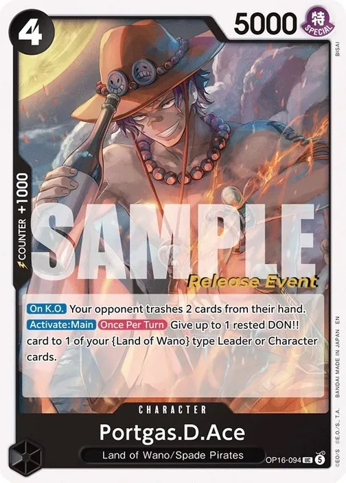 Carte One Piece anglaise OP16-094 Portgas.D.Ace
