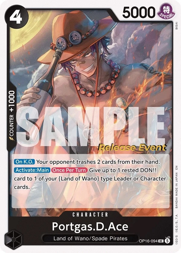 Carte One Piece anglaise Portgas.D.Ace OP16-094 UC