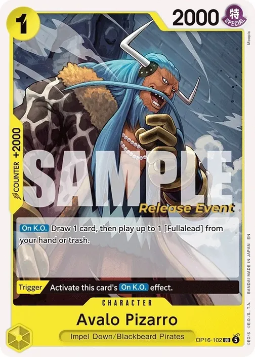 Carte One Piece anglaise OP16-102 Avalo Pizarro