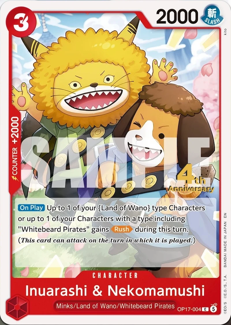 Carte One Piece anglaise Inuarashi & Nekomamushi OP17-004 C