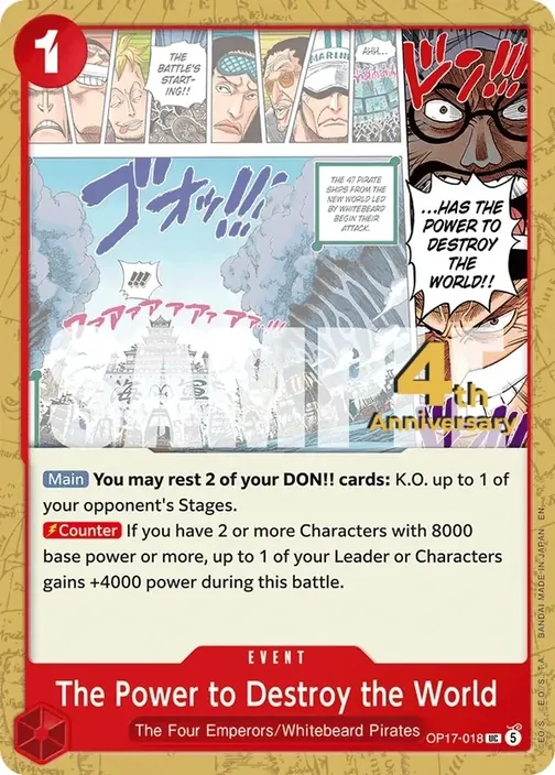 Carte One Piece anglaise OP17-018 The Power to Destroy the World