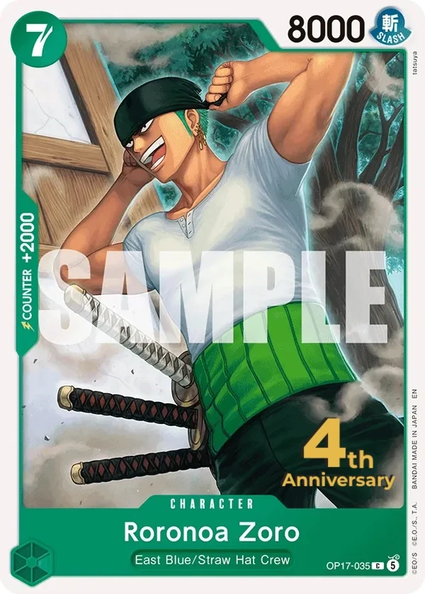 Carte One Piece anglaise Roronoa Zoro OP17-035 C