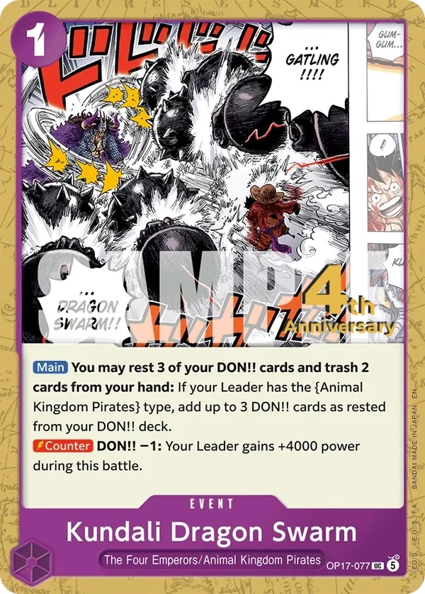 Carte One Piece anglaise Kundali Dragon Swarm OP17-077 UC