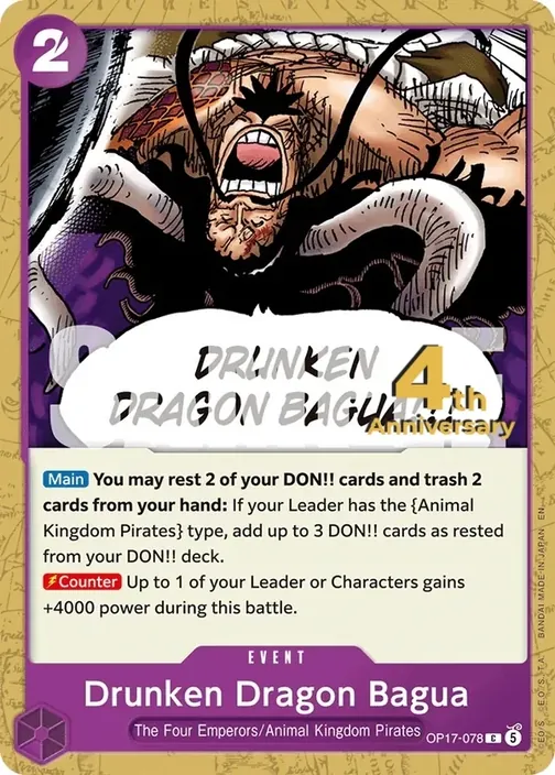 Carte One Piece anglaise OP17-078 Drunken Dragon Bagua