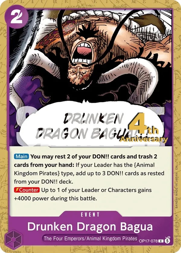 Carte One Piece anglaise Drunken Dragon Bagua OP17-078 C