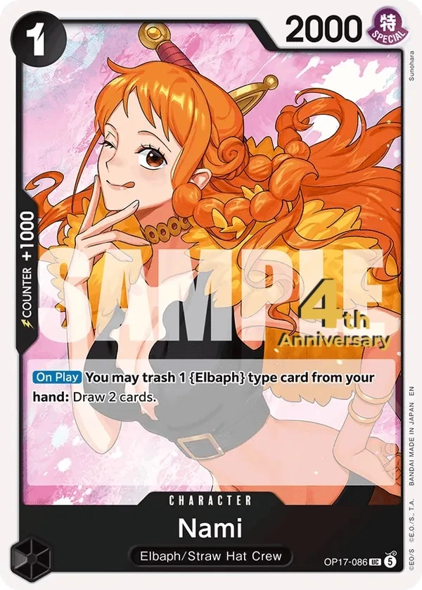 Carte One Piece anglaise Nami OP17-086 UC