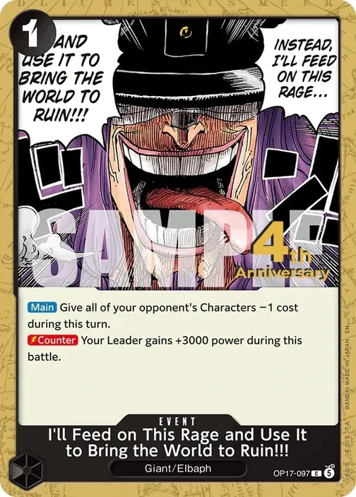 Carte One Piece anglaise OP17-097 I'll Feed on This Rage and Use It to Bring the World to Ruin!!!