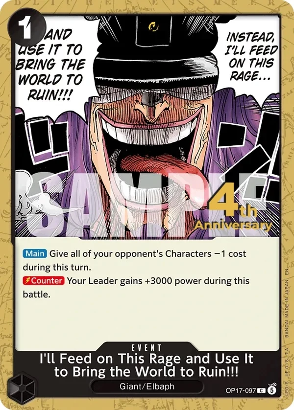 Carte One Piece anglaise I'll Feed on This Rage and Use It to Bring the World to Ruin!!! OP17-097 C
