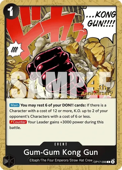 Carte One Piece anglaise OP17-098 Gum-Gum Kong Gun