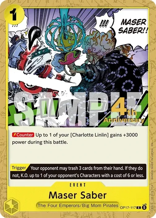 Carte One Piece anglaise OP17-117 Maser Saber