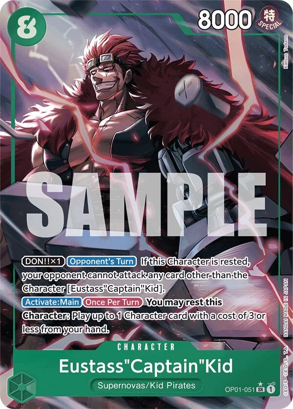 Carte One Piece anglaise Eustass"Captain"Kid OP01-051 SR