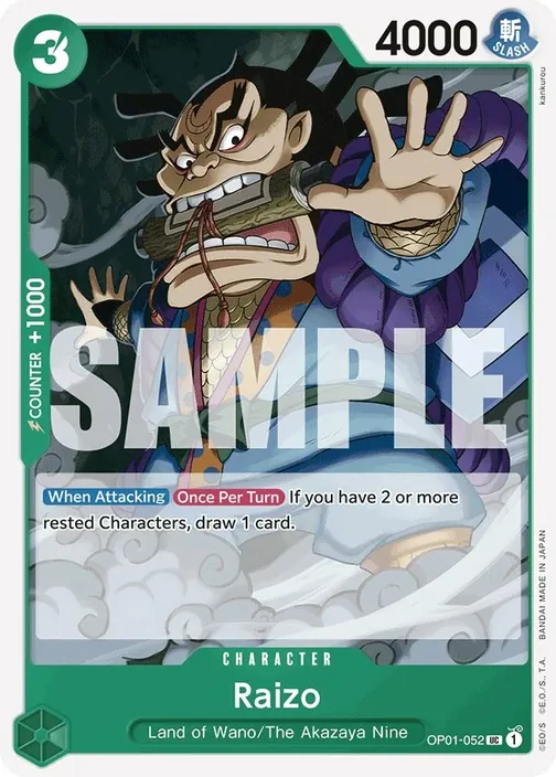 Carte One Piece anglaise OP01-052 Raizo (version 3)