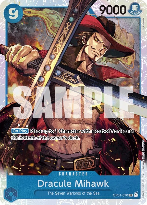 Carte One Piece anglaise Dracule Mihawk OP01-070 SR