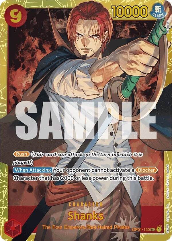 Carte One Piece anglaise Shanks OP01-120 SEC